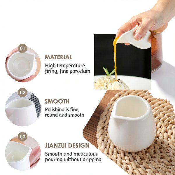 JJYHEHOT Mini Milk Jug Ceramic Creamer 50ml White-2