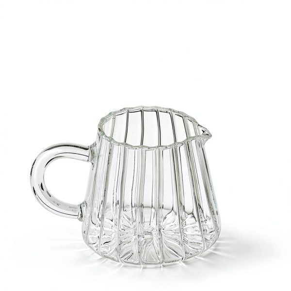 Loscarol Glass Creamer Pitcher Set Clear Wave Design 6oz-5