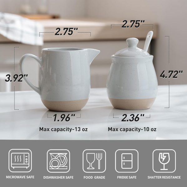 Famiware Cream Sugar Set Stoneware Microwave Safe Kitchen-3