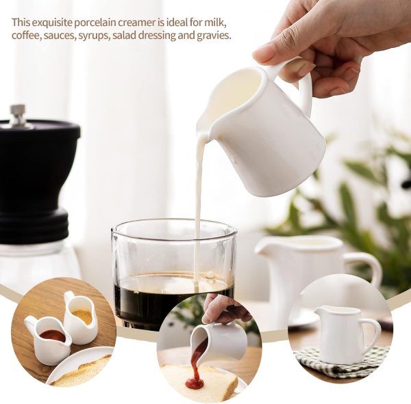 OMAYKEY Porcelain Creamer White Round 4.5 oz Kitchen Dining-4