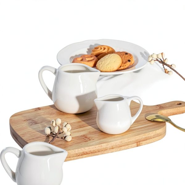 CHOOLD Ceramic Creamer White 2 PCS Drip Free Spout-7
