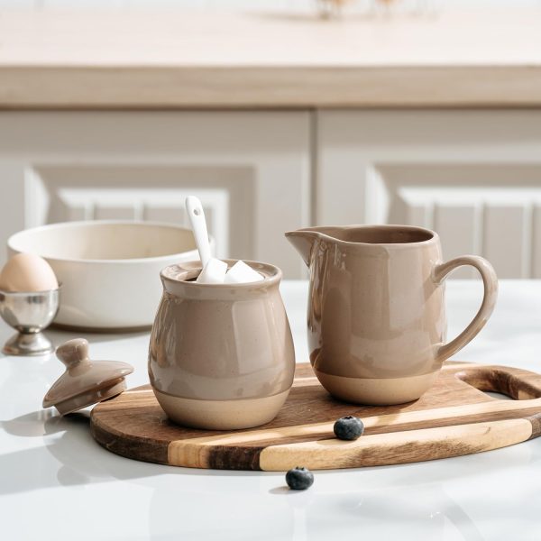 Famiware Cream Sugar Set Stoneware Microwave Dishwasher Safe-1