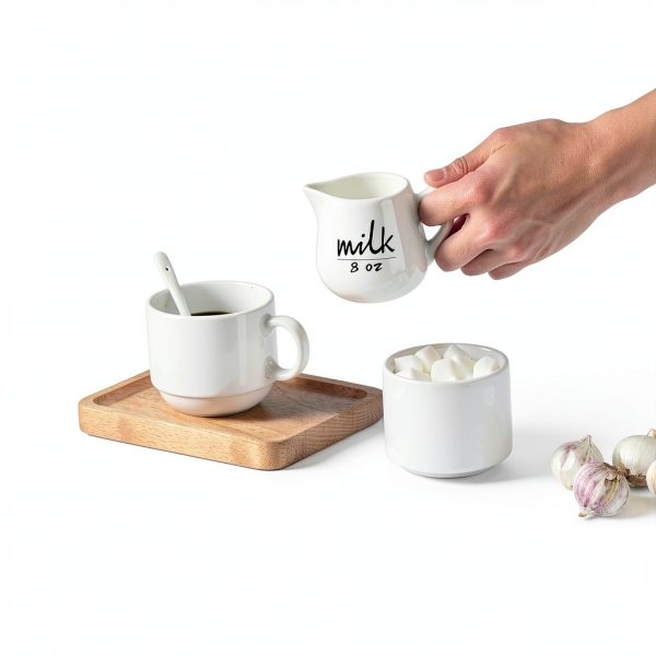 ONTUBE Ceramic Creamer White 12oz Elegant Design-6