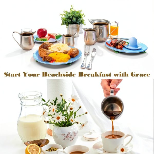 Honeydak Stainless Steel Creamer Set Modern Silver Design-5