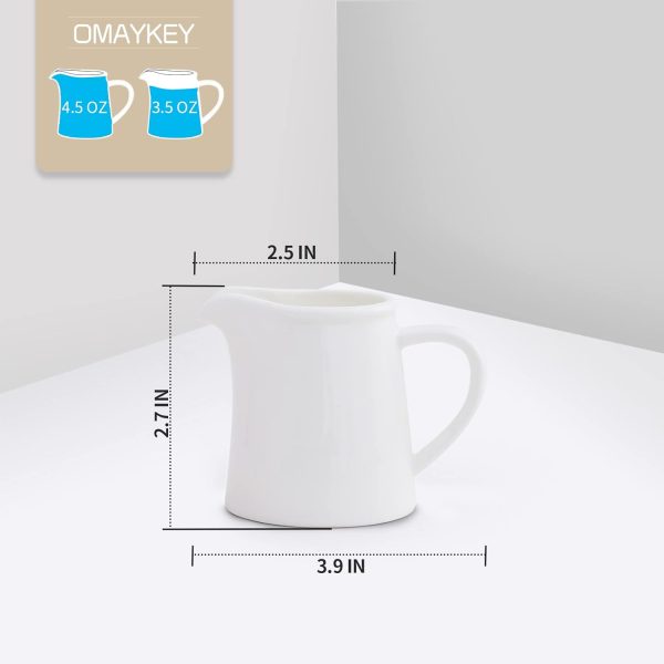 OMAYKEY Porcelain Creamer White Round 4.5 oz Kitchen Dining-2