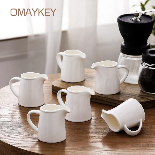 OMAYKEY Porcelain Creamer White Round 4.5 oz Kitchen Dining-1