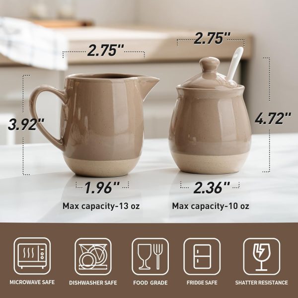 Famiware Cream Sugar Set Stoneware Microwave Dishwasher Safe-3
