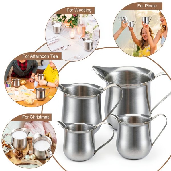 Honeydak Stainless Steel Creamer Set Modern Silver Design-6