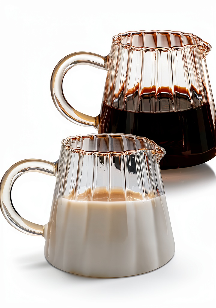Loscarol glass pitchers on a kitchen counter with coffee accessories
