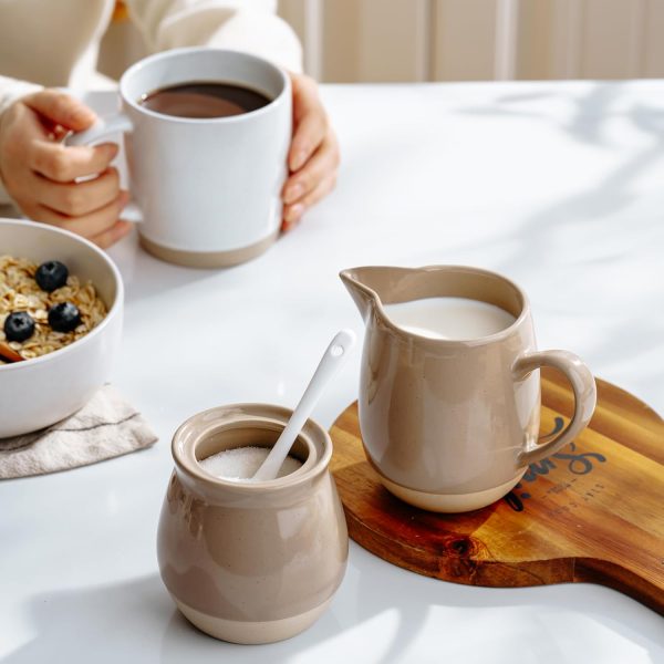 Famiware Cream Sugar Set Stoneware Microwave Dishwasher Safe-5