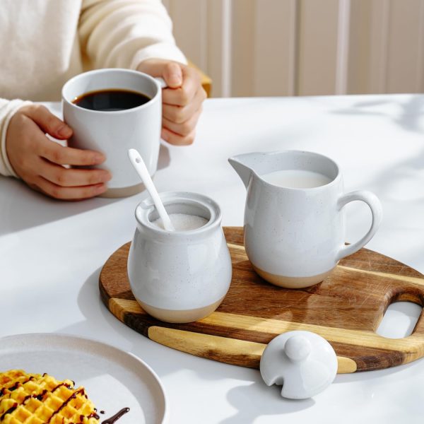 Famiware Cream Sugar Set Stoneware Microwave Safe Kitchen-5