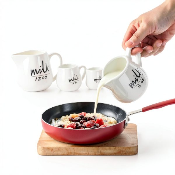 ONTUBE Ceramic Creamer White 12oz Elegant Design-4