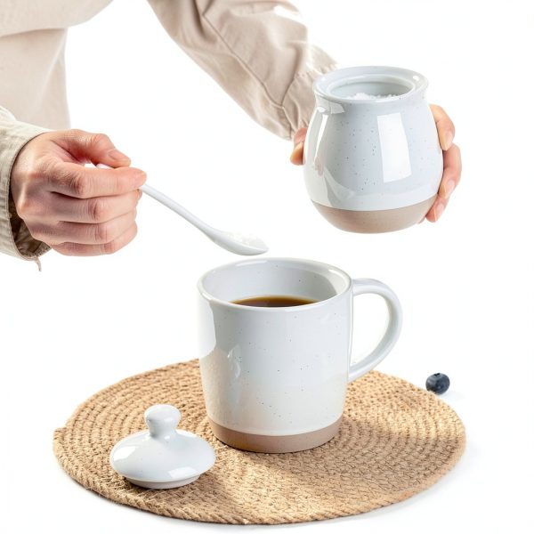 Famiware Sugar Bowl Stoneware Modern Design Dishwasher Safe-2