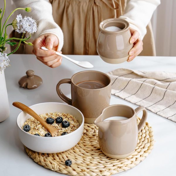 Famiware Cream Sugar Set Stoneware Microwave Dishwasher Safe-4