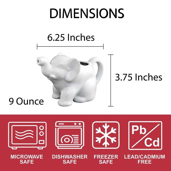 HIC Kitchen Elephant Sugar Creamer Set Porcelain Drip Free-5