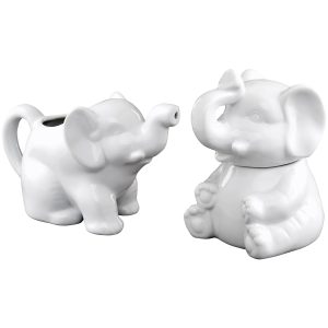 HIC Kitchen Elephant Sugar Creamer Set Porcelain Drip Free-0