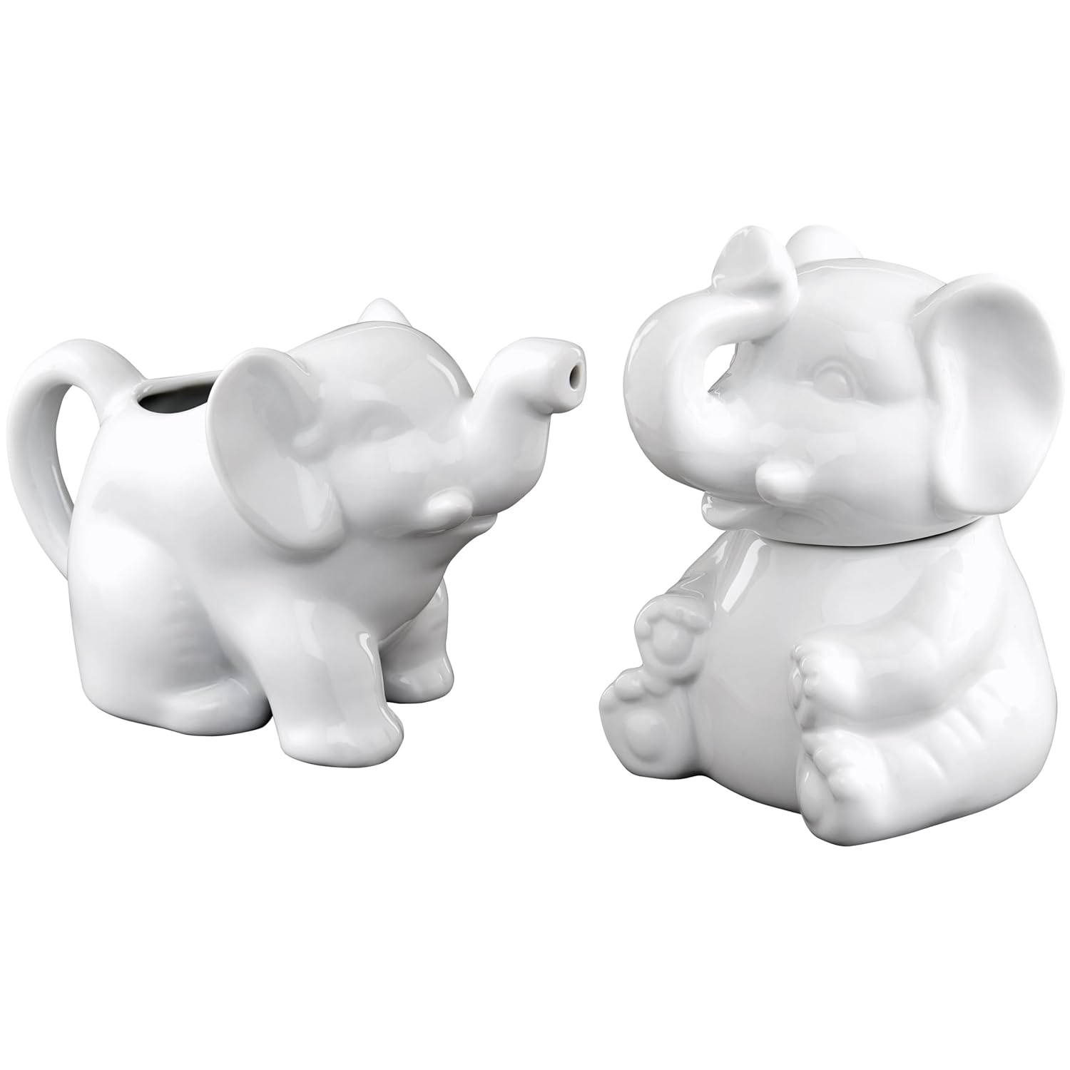 HIC Kitchen Elephant Sugar and Creamer Set on a coffee table
