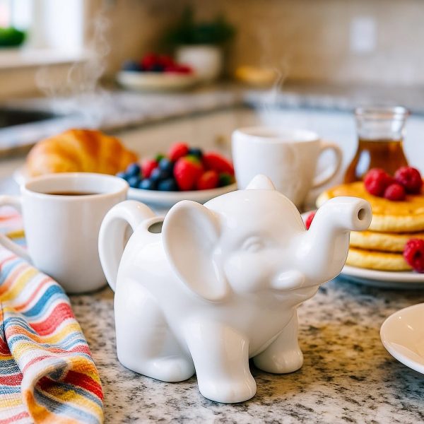 HIC Kitchen Elephant Sugar Creamer Set Porcelain Drip Free-3