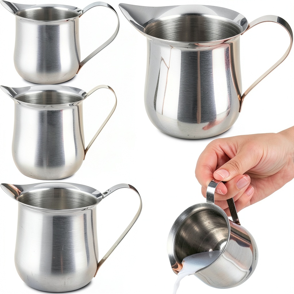 Honeydak stainless steel creamer set displayed on a kitchen counter