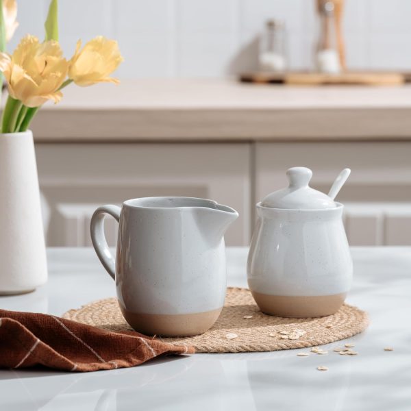 Famiware Cream Sugar Set Stoneware Microwave Safe Kitchen-1