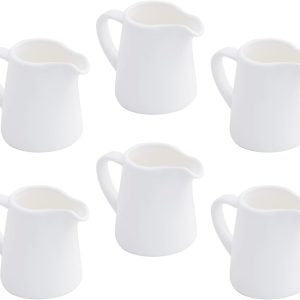 OMAYKEY Porcelain Creamer White Round 4.5 oz Kitchen Dining-0