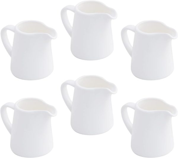 OMAYKEY Porcelain Creamer White Round 4.5 oz Kitchen Dining-0