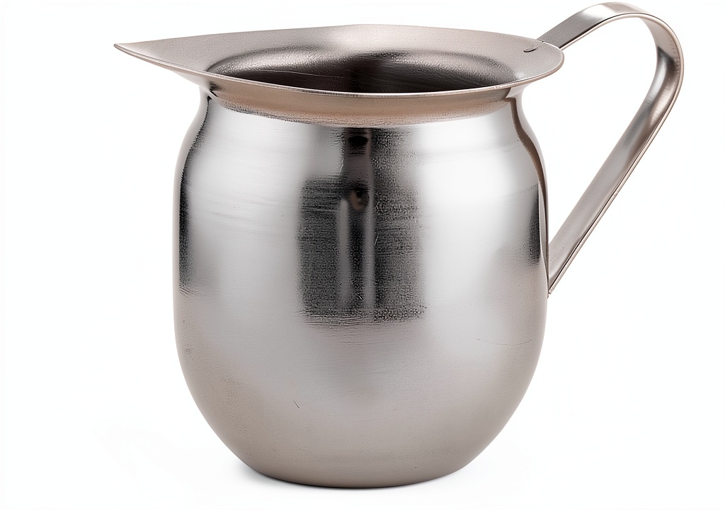 Installing Winco Stainless Steel Bell Creamer 8 oz Dishwasher Safe on a wooden desk