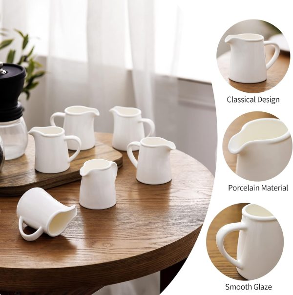 OMAYKEY Porcelain Creamer White Round 4.5 oz Kitchen Dining-3