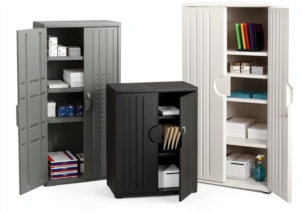 Iceberg Black Office Cabinet with Locking Doors-2