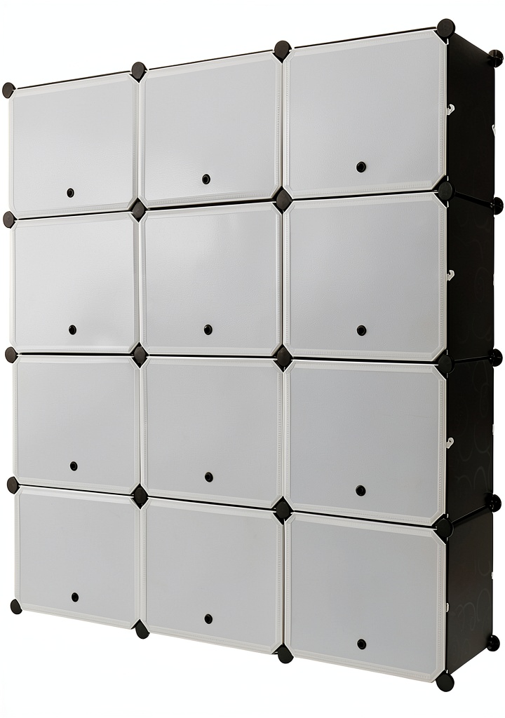 ACHENZEMI modular storage cubes assembled in a bedroom closet