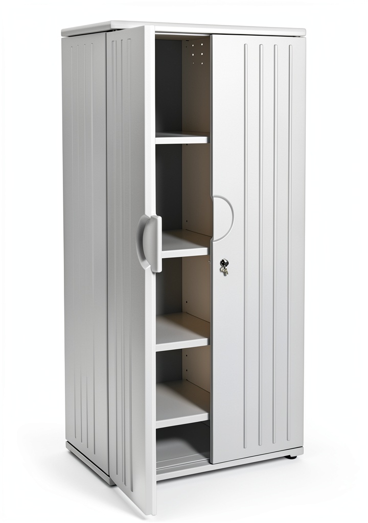 Installing Iceberg Black Office Cabinet with Locking Doors on a wooden desk