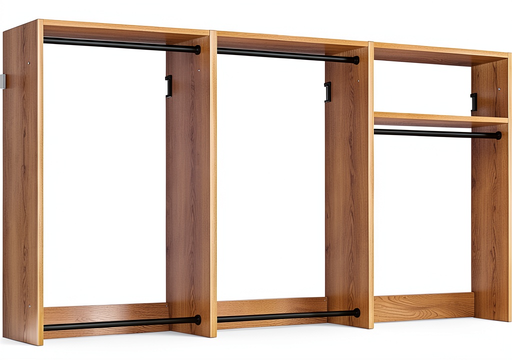 Walk‑in closet modules arranged in a bedroom