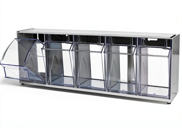 Deflecto 5-Bin Clear Modular Organizer with Dovetail Stackable Design-0