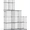 C&AHOME Metal Cube Storage Shelf 8‑Cube White Modern Floor‑Mount-2