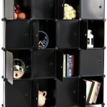 ANWBROAD Black Wall-Mount Storage Cabinet 16 Cube Modular 50x12x49-0