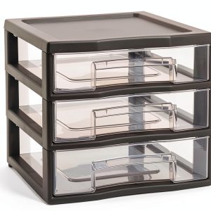 Mini Storage Tower Sundis A6 Grey Plastic 3 Drawer Organizer-0