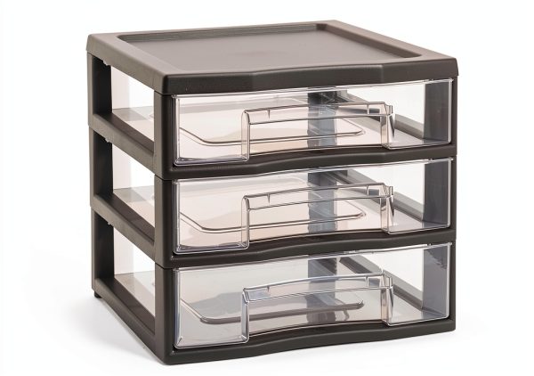 Mini Storage Tower Sundis A6 Grey Plastic 3 Drawer Organizer-0