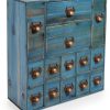 Storage Cabinet Fletxify 14-Drawer Blue Iron Wood Cabinet Model BGQHT5-1