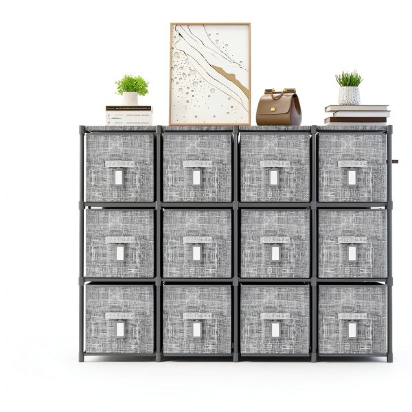 LUKYTOWER Grey 6 Cube Modular Storage Organizer with Metal Frame-1