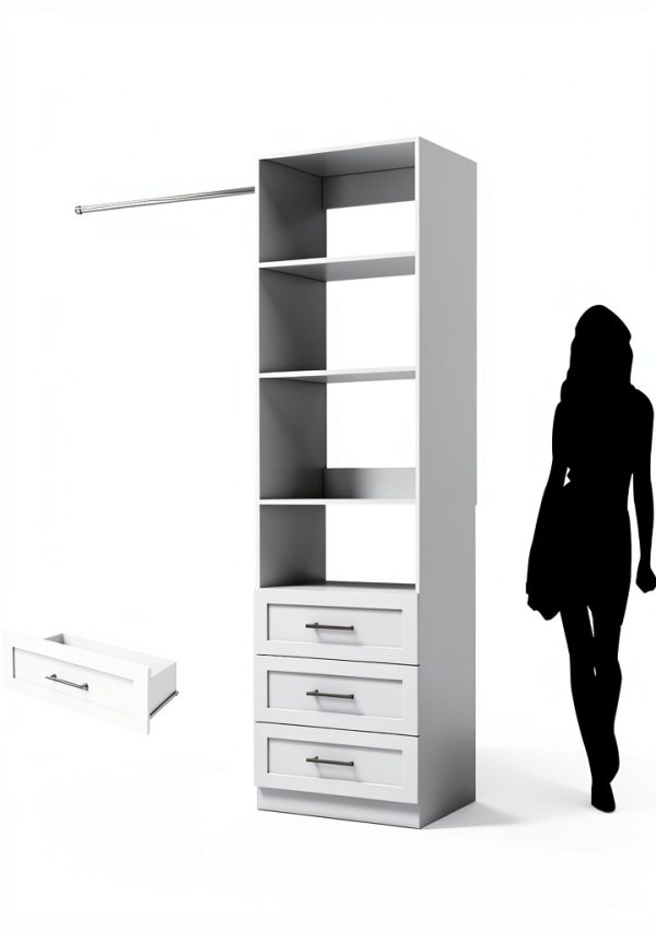 Dilando White Freestanding Closet Tower with Adjustable Shelves-1