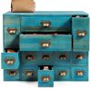 Storage Cabinet Fletxify 14-Drawer Blue Iron Wood Cabinet Model BGQHT5-8