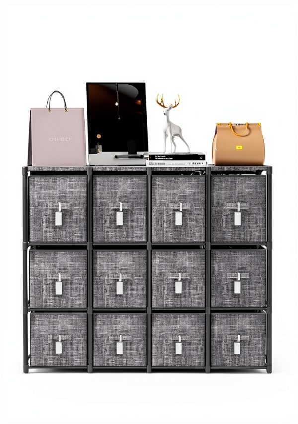 LUKYTOWER Grey 6 Cube Modular Storage Organizer with Metal Frame-6