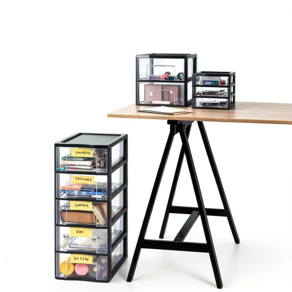 Mini Storage Tower Sundis A6 Grey Plastic 3 Drawer Organizer-1