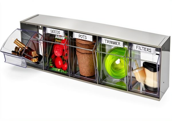 Deflecto 5-Bin Clear Modular Organizer with Dovetail Stackable Design-1