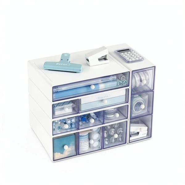 Plastic Stackable Drawer Set WUHUME Portable Storage Organizer-3