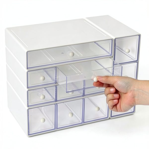 Plastic Stackable Drawer Set WUHUME Portable Storage Organizer-4