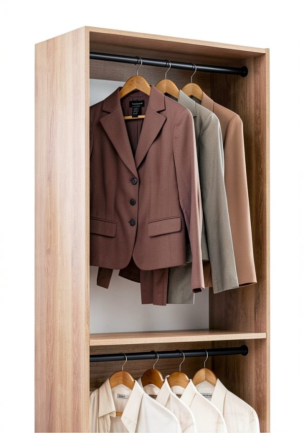 HomeOrganizer Modular Closet System Oak Wood 5‑Shelf Organizer-2