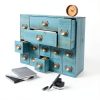 Storage Cabinet Fletxify 14-Drawer Blue Iron Wood Cabinet Model BGQHT5-0