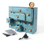 Storage Cabinet Fletxify 14-Drawer Blue Iron Wood Cabinet Model BGQHT5-0