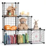 Almaybe Cube Storage Shelf 6 Cubes Black Modular Stackable Organizer-0